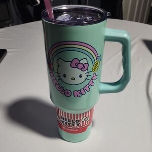 Hello Kitty Mint Green Tumbler with Pink Straw